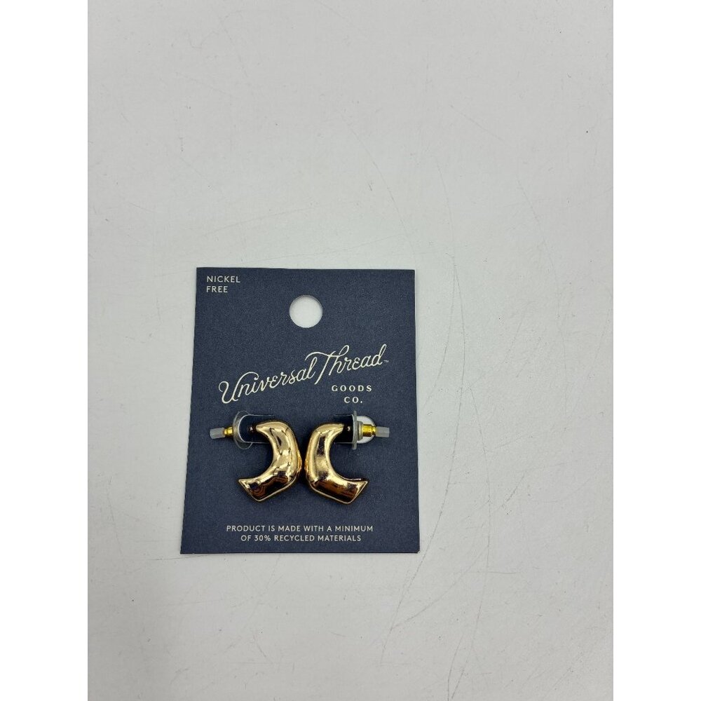Universal Thread Gold Tone Chunky C-Shape Stud Earrings Nickel Free